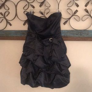 Black and black and white polka dot party dress